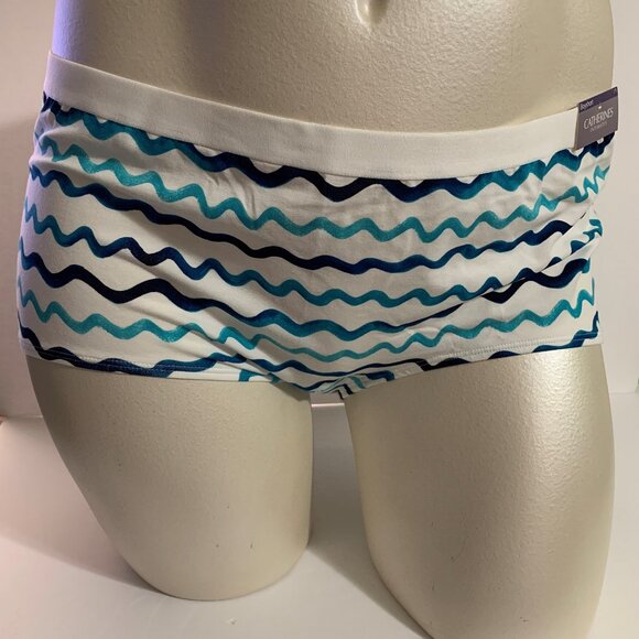 Catherines Boyshort Panties Underwear Cotton Blend Striped Blue White Plus Sz 3X - Picture 1 of 5